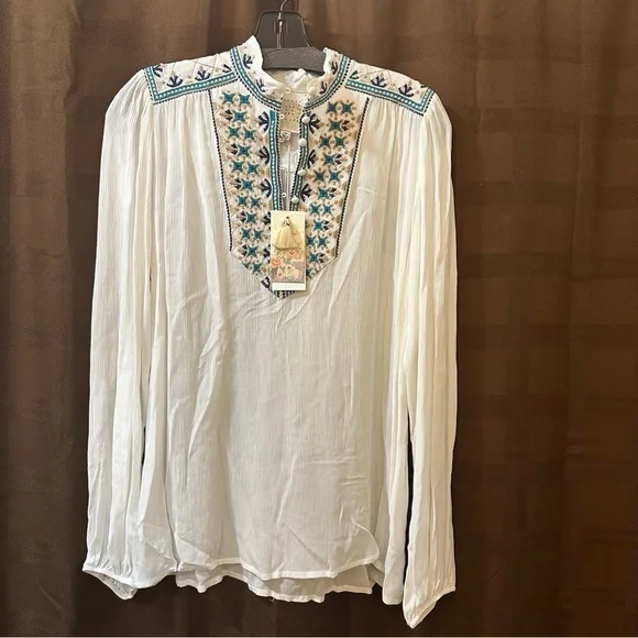 NWT Johnny Was Paola Embroidered Blouse White XS reg $220‎ - Picture 2 of 6